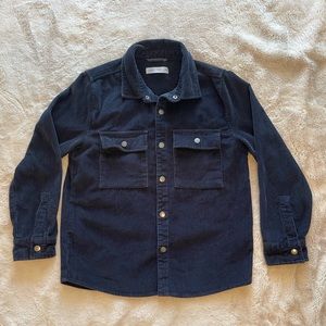 Zara Girls Navy Blue Corduroy Snap Button Shacket Kids Size 10